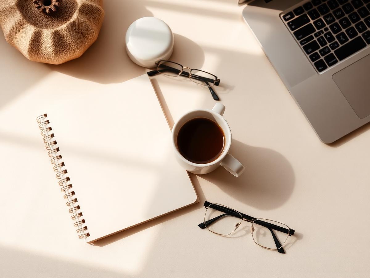 Creative workspace with notebook and laptop